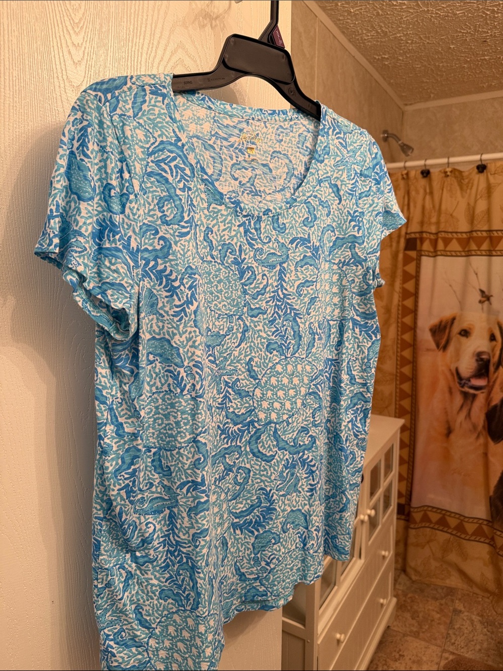 Lilly Pulitzer Light and Sky Blue Floral-Print Short Sleeve Tee
